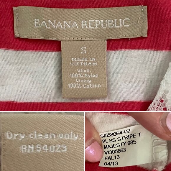 Lace Overlay Striped Sleeveless Top Sz S Banana Republic Red White Majesty - Picture 4 of 7